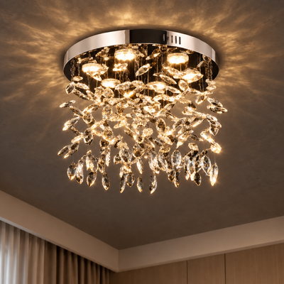 Crystal LED Chandelier LLC210/400CH Round, 22W, Cool/Warm/Neutral Light, Crystal, Shiny Chrome