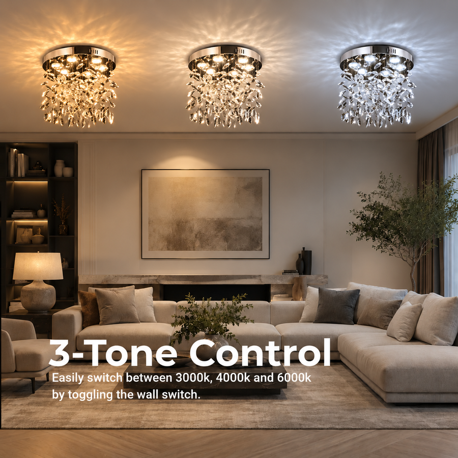 Crystal LED Chandelier LLC210/400CH Round, 22W, Cool/Warm/Neutral Light, Crystal, Shiny Chrome