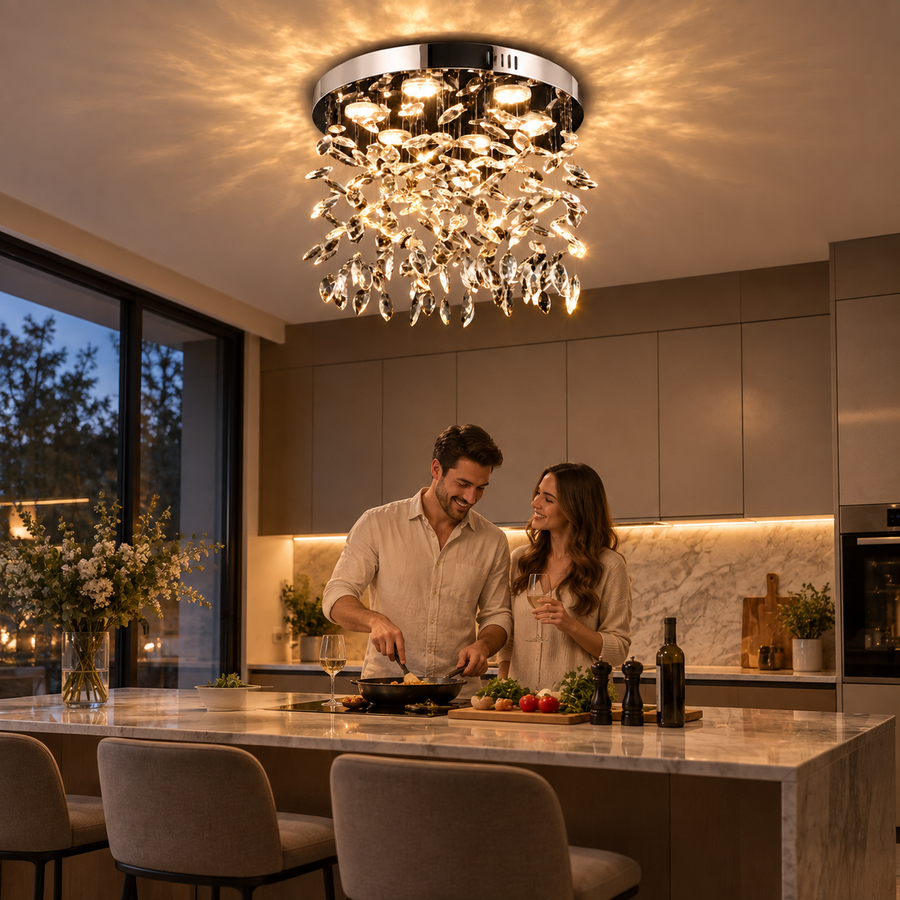 Crystal LED Chandelier LLC210/400CH Round, 22W, Cool/Warm/Neutral Light, Crystal, Shiny Chrome