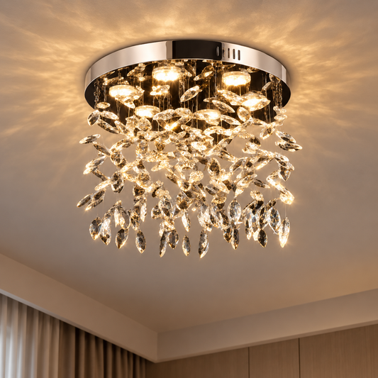 Crystal LED Chandelier LLC210/550CH Round, 30W, Cold/Warm/Neutral Light, Crystal, Shiny Chrome