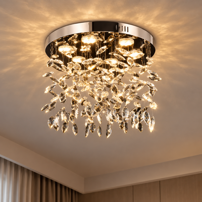 Crystal LED Chandelier LLC210/550CH Round, 30W, Cold/Warm/Neutral Light, Crystal, Shiny Chrome