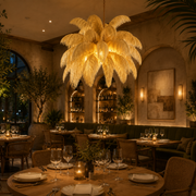 Modern Minoss Chandelier, Feathers, 1xE27, Diameter 75cm, Cream