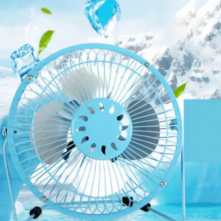 Mini Fan with USB Cable, Metal, Blue