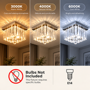 MARTINEZ Linear Luxe Crystal Chandelier, Diameter 35cm, 4x E14, Shiny Chrome