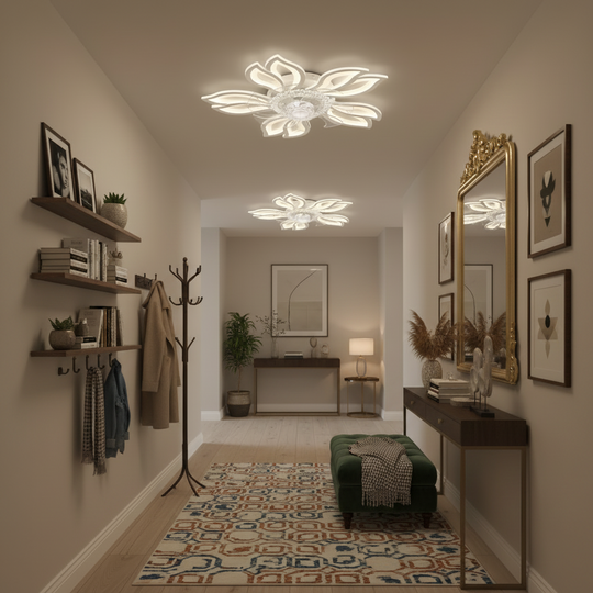 ANEMO Fan LED Chandelier with Remote Control, 30W, D61cm, Cold/Neutral/Warm Light, White