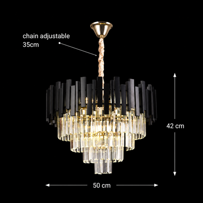 Crystal Chandelier BLOIS Eleganza 8xE14, Diameter 49cm, Black, Adjustable Height