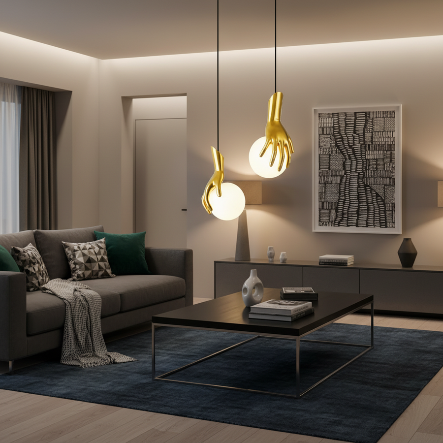 Aplica LED Decorativa MANOS, 13x120cm, 2xG9, Sticla si Resina, Auriu