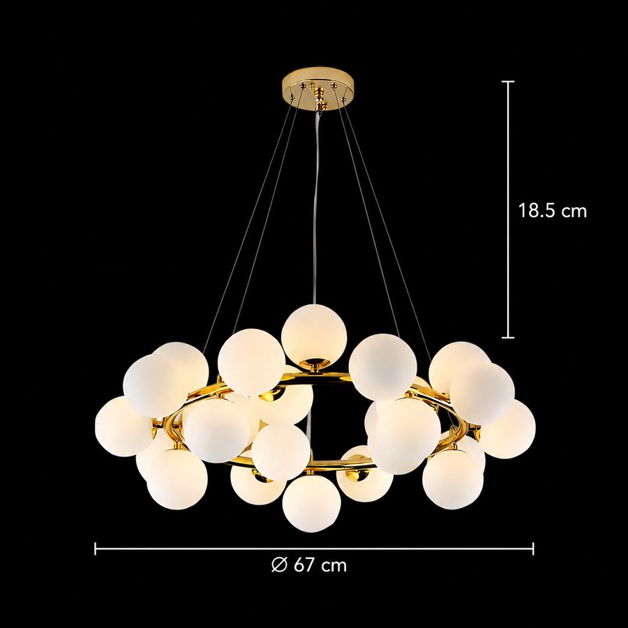 Lustra LOFT Chamber, 25x G9, Alb Auriu, Metal, Inaltime Reglabila, Modern Lustre Moderne Default Title Alessandro Design