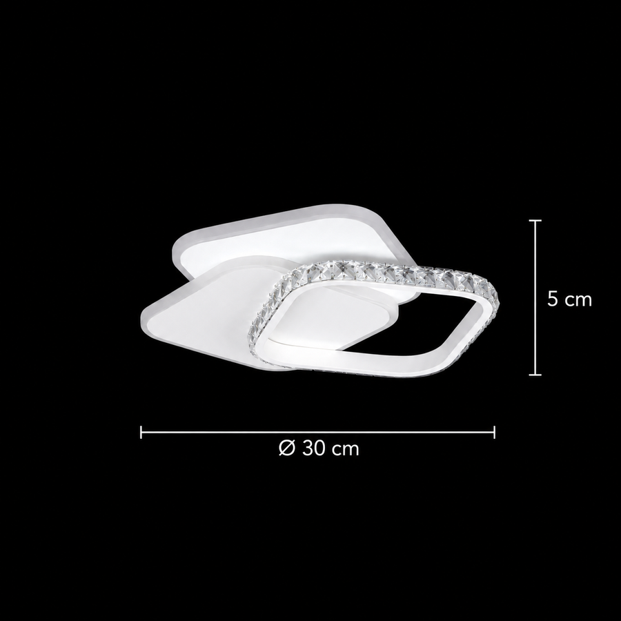 LED crystal chandelier ANASTASIA 39W, Diameter 30cm, Cold/Warm/Neutral light, White
