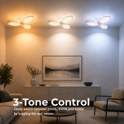LED chandelier with remote control ORCHID 40W, 3 Petals, Cold/Warm/Neutral light, Dimmable, White