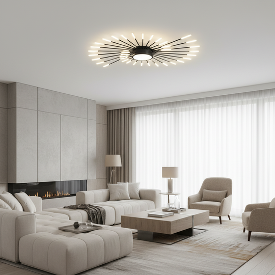 KALESA Grande LED Chandelier, Neutral Light 4000K, 28W, White, Metal and Acrylic