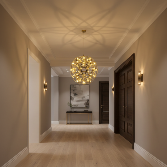 Modern LED WELD Chandelier Petito, 18W, Diameter 30cm, Adjustable Height, Shiny Chrome