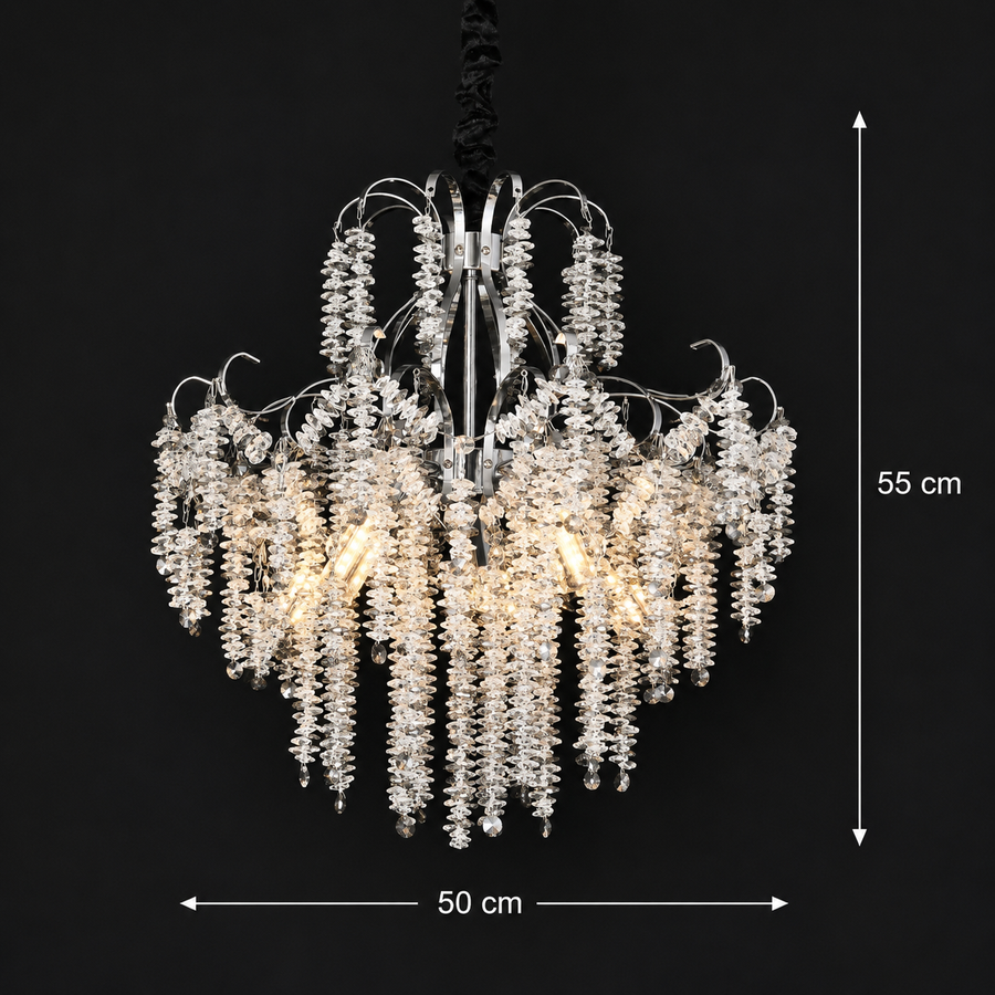 Crystal Chandelier CC9311/5CH, 5x E14, Diameter 50cm, Chrome
