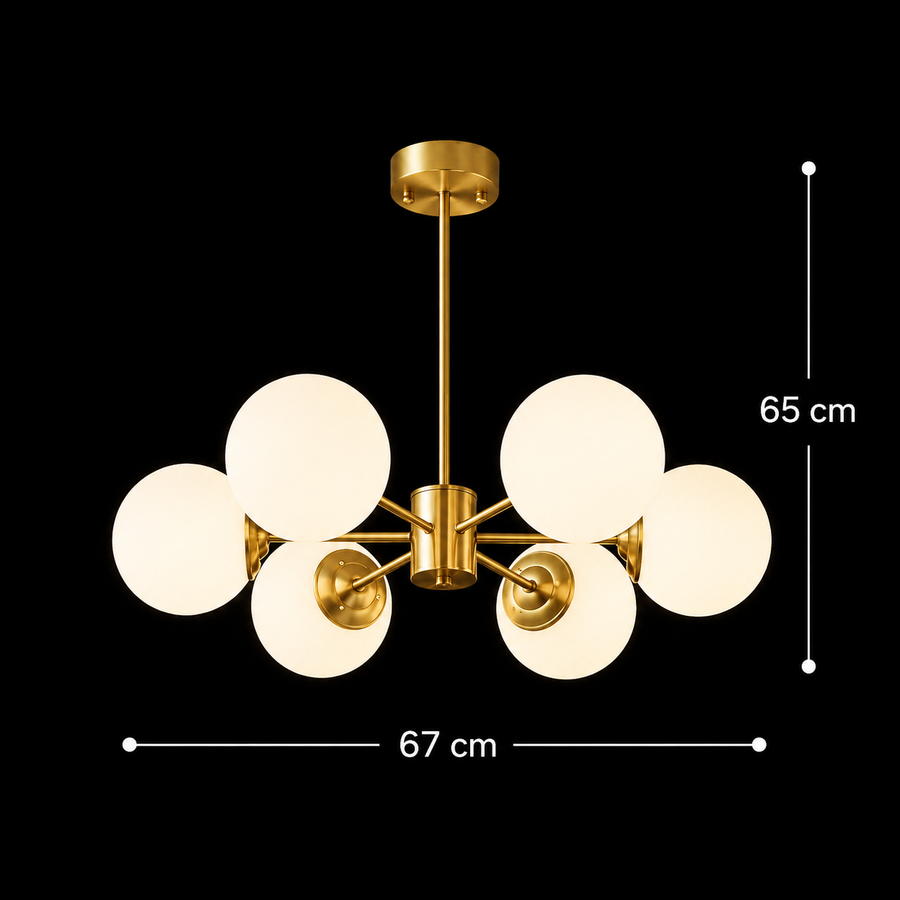 LOFT Manor Chandelier, 6x E27, White Gold, Metal
