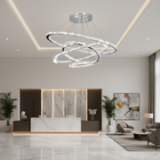 Luminous PRISM LED Chandelier, Crystal and Metal, 210W, 4 Circles, Dimmable, Cold/Warm/Neutral Light, Luxurious Lighting