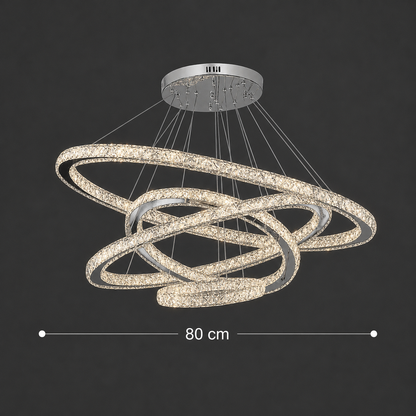 Luminous PRISM LED Chandelier, Crystal and Metal, 210W, 4 Circles, Dimmable, Cold/Warm/Neutral Light, Luxurious Lighting