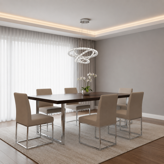 Suspended LED chandelier with remote control and crystal PRISM LUMINIS 78.3W, 3 Circles, Cold/Warm/Neutral light, Dimmable, Silver, Height Adjustable