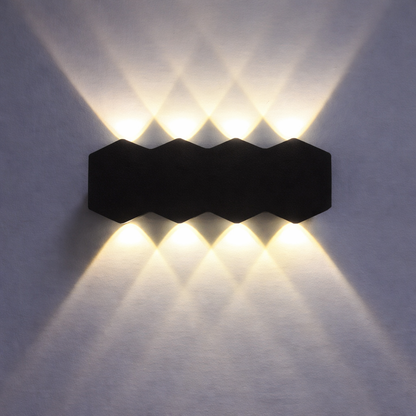 Outdoor and Indoor LED wall light, 4 Sources x 1W, IP65, ABS, Black, 3000K