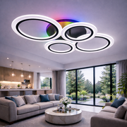 LED chandelier with remote control BETTY 44W, 4 Circles, Cold/Warm/Neutral light, Dimmable, Black