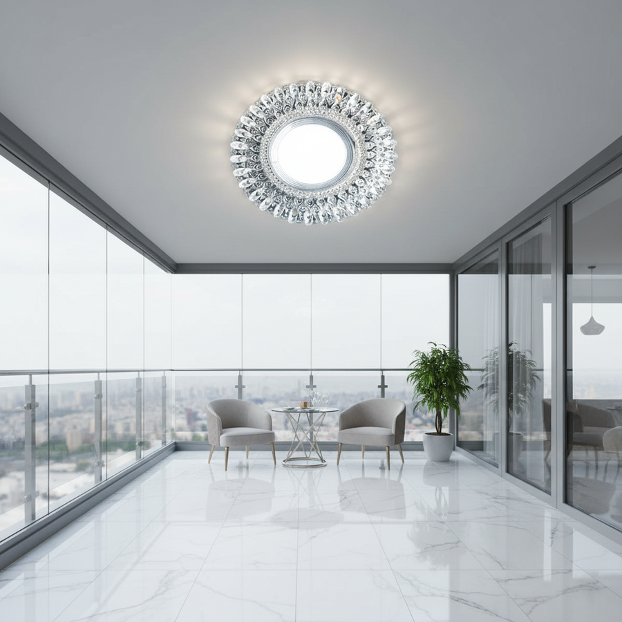 LED Spot ORBITA, 5W, Round, Cold Light + RGB, White, Resin and Glass