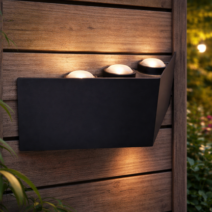 Outdoor and Indoor LED wall light, 4 Sources x 1W, IP65, ABS, Black, 3000K