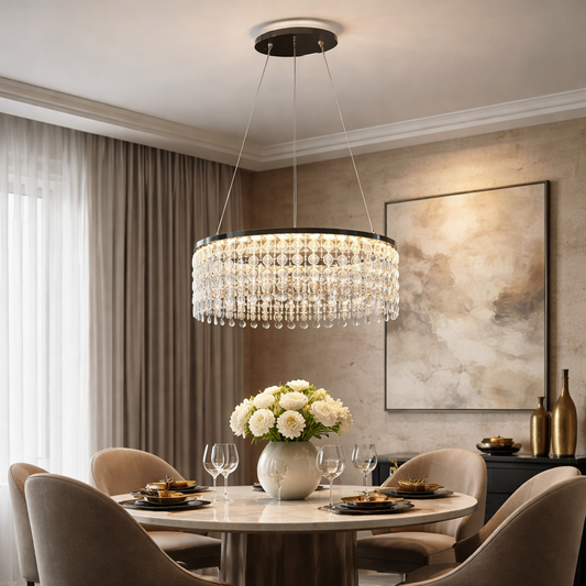 LED Chandelier CC41003/400CH, Diameter 40 cm, Height 120 cm, IP20, Cold/Neutral/Warm Light, Dimmable, Silver, Crystal, Steel
