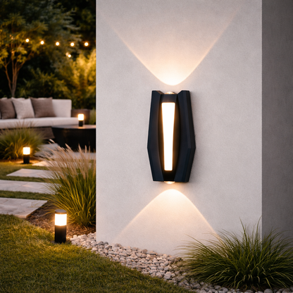 Fantas Outdoor and Indoor LED Wall Lamp, 2 Sources x 1W, IP65, Metallic, Black, 3000K