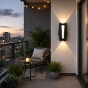 Fantas Outdoor and Indoor LED Wall Lamp, 2 Sources x 1W, IP65, Metallic, Black, 3000K