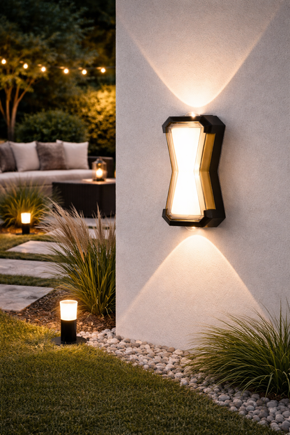 Fantas Outdoor and Indoor LED Wall Lamp, 2 Sources x 1W, IP65, Metallic, Black, 3000K