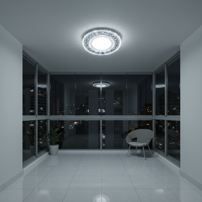 Spot LED ORBITA, 5W, Rotund, Lumina Rece + RGB, Alb, Rasina si Sticla