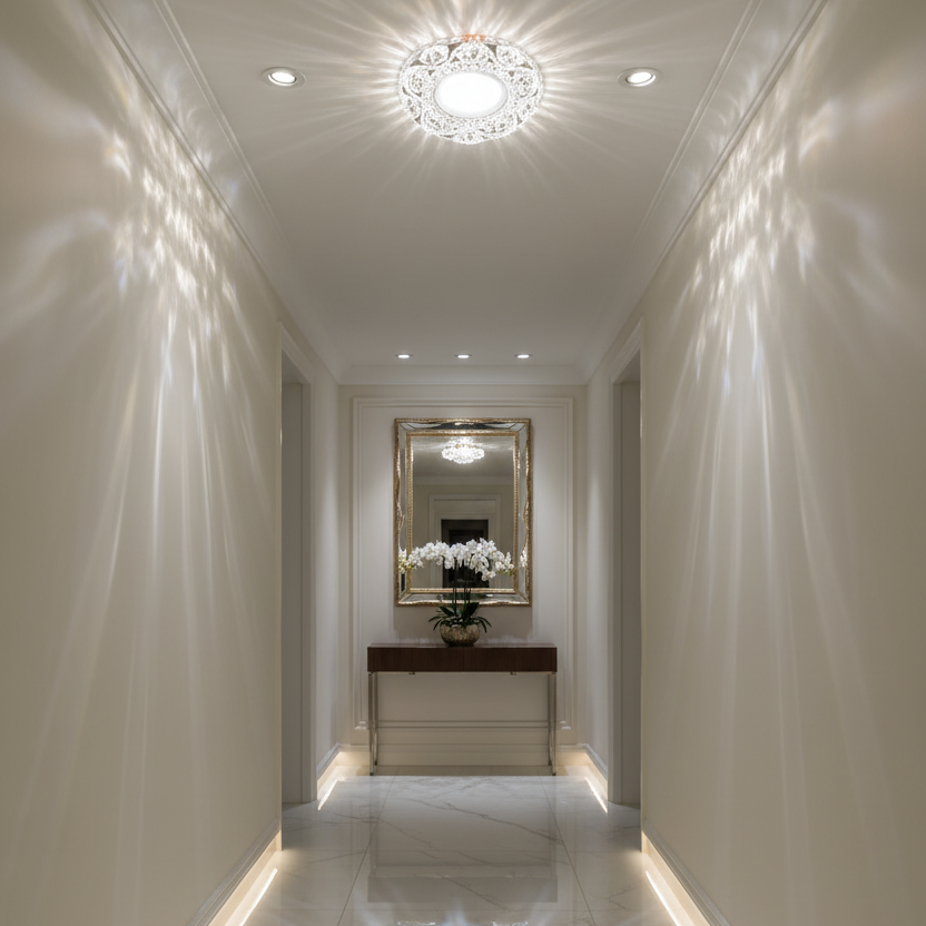 Spot LED ORBITA, 5W, Rotund, Lumina Rece + RGB, Alb, Rasina si Sticla