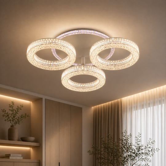 LED Chandelier RONDA Nobile with remote control 46W, 3 Circles, Cold/Warm/Neutral light, Dimmable, White LED Chandelier with Remote Control Default Title Alessandro Design