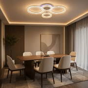 Lustra LED RONDA Magno cu telecomanda 78W, 4 Cercuri, lumina Rece/Calda/Neutra, Dimabila, Alb