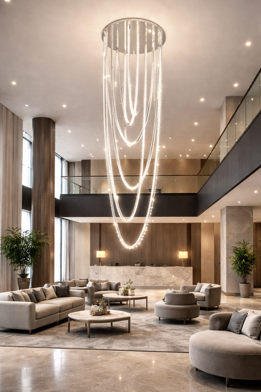 LED Chandelier CC50303/800CH, Diameter 80 cm, Height 200 cm, IP20, Cold/Neutral/Warm Light, Dimmable, Silver, Crystal, Steel