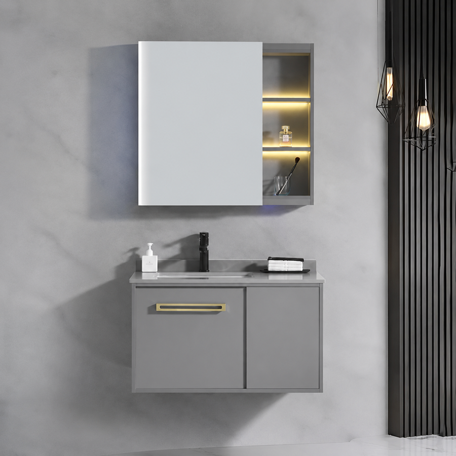 Set Mobilier NOVA pentru Baie , Latime 80cm, 2 Piese, Gri