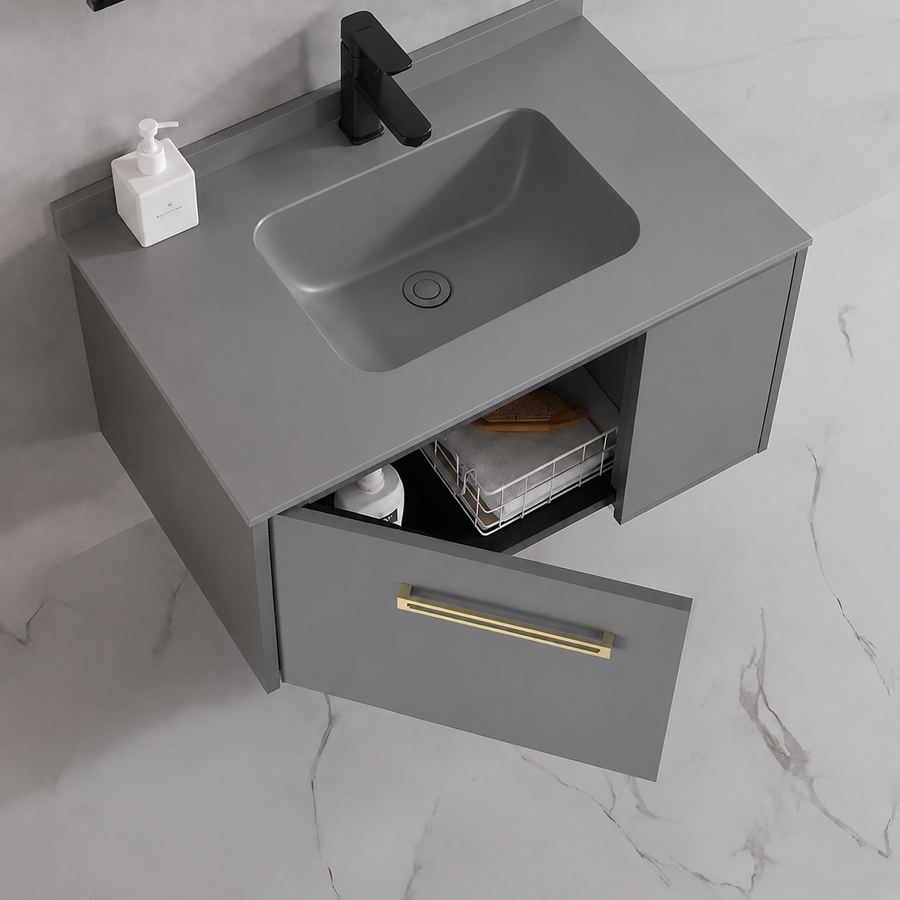 Set Mobilier NOVA pentru Baie , Latime 80cm, 2 Piese, Gri