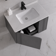 Set Mobilier ORIA pentru Baie, Latime 80cm, 3 Piese, Gri si Alb