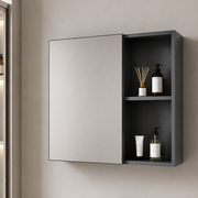 Set Mobilier SIENA pentru Baie ,Dulap Lavoar+Dulap Oglinda 100cm, 2 Piese, Gri si Negru