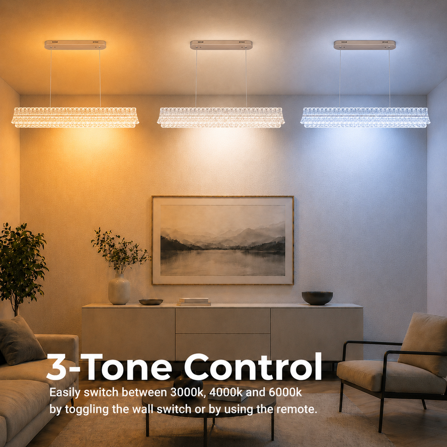 LED Chandelier with Remote Control, Suspended TAMY 160W, Linear, Cold/Warm/Neutral light, Gold, Adjustable Height