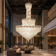 LED Crystal Chandelier 13 xGU10 Meili Chrome, Diameter 80cm, Height 240cm, Ladder Model