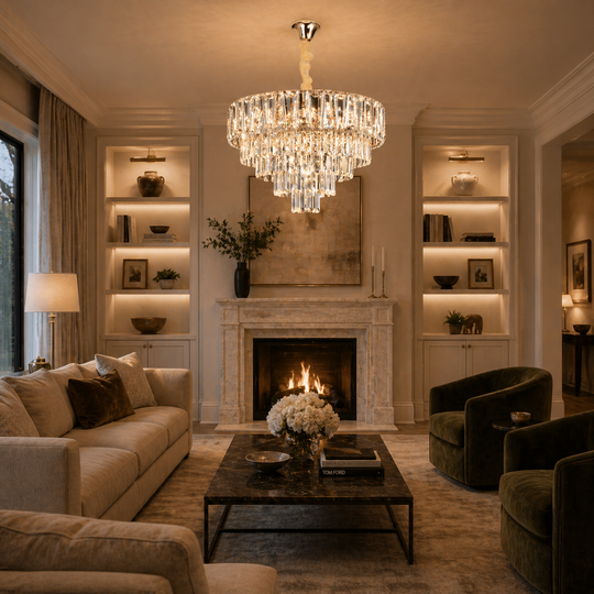 Crystal Chandelier VALMONT Eleganza 8xE14, D50 cm, Gold, Adjustable Height, Metal and Crystal Crystal Chandeliers Default Title Alessandro Design