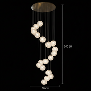MILLE Crystal Chandelier, 18xG9, Diameter 60cm x Height 340cm, Crystal and Metal, Gold