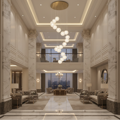 MILLE Crystal Chandelier, 18xG9, Diameter 60cm x Height 340cm, Crystal and Metal, Gold