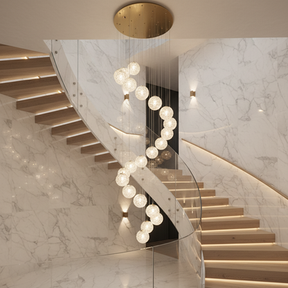 MILLE Crystal Chandelier, 18xG9, Diameter 60cm x Height 340cm, Crystal and Metal, Gold