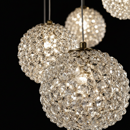 MILLE Crystal Chandelier, 25xG9, Diameter 60cm x Height 340cm, Crystal and Metal, Gold