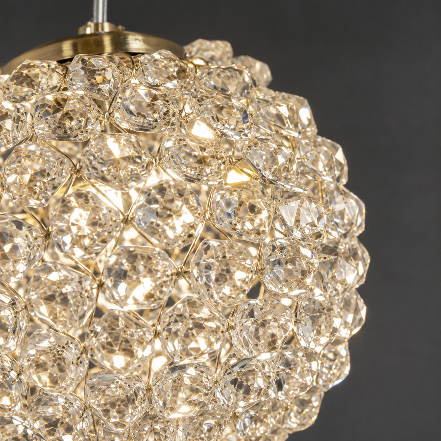 MILLE Crystal Chandelier, 18xG9, Diameter 60cm x Height 340cm, Crystal and Metal, Gold