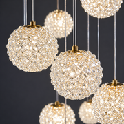 MILLE Crystal Chandelier, 18xG9, Diameter 60cm x Height 340cm, Crystal and Metal, Gold