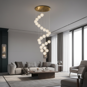 MILLE Crystal Chandelier, 25xG9, Diameter 60cm x Height 340cm, Crystal and Metal, Gold