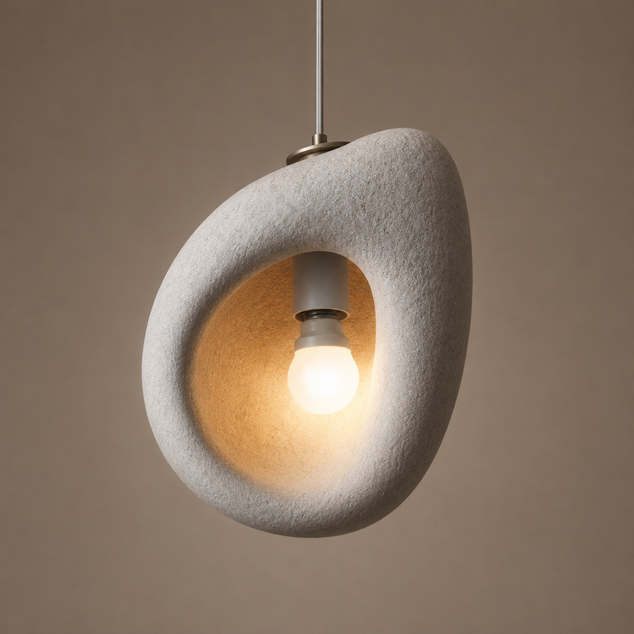 FOAMER Modern Chandelier, 34 cm, Suspended, 1 X E27, Grey, Metal and Foam, Adjustable Height