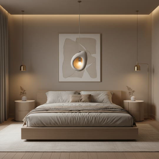 FOAMER Modern Chandelier, 34 cm, Suspended, 1 X E27, Grey, Metal and Foam, Adjustable Height